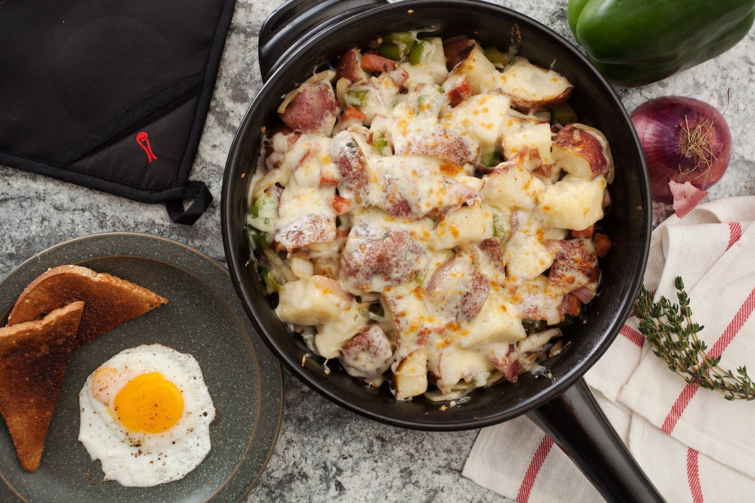 Cheesy Fried Ham Potato Skillet