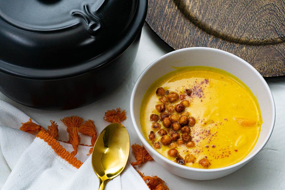 Golden Turmeric Soup w/ Crispy Chickpeas