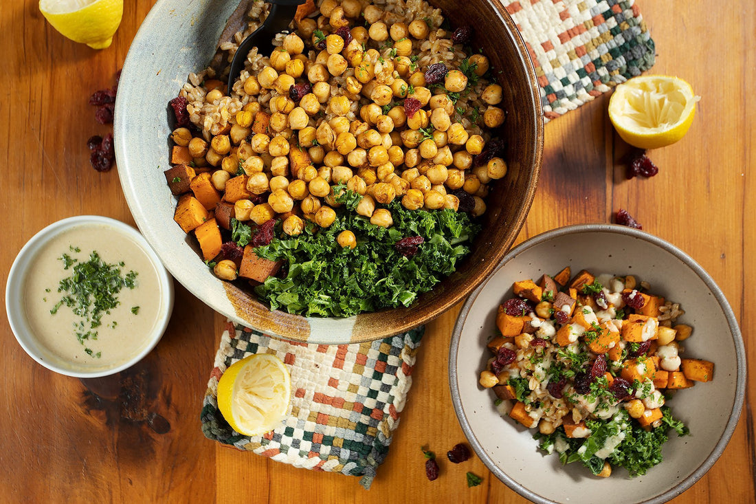 Sweet Potato Kale Farro Salad